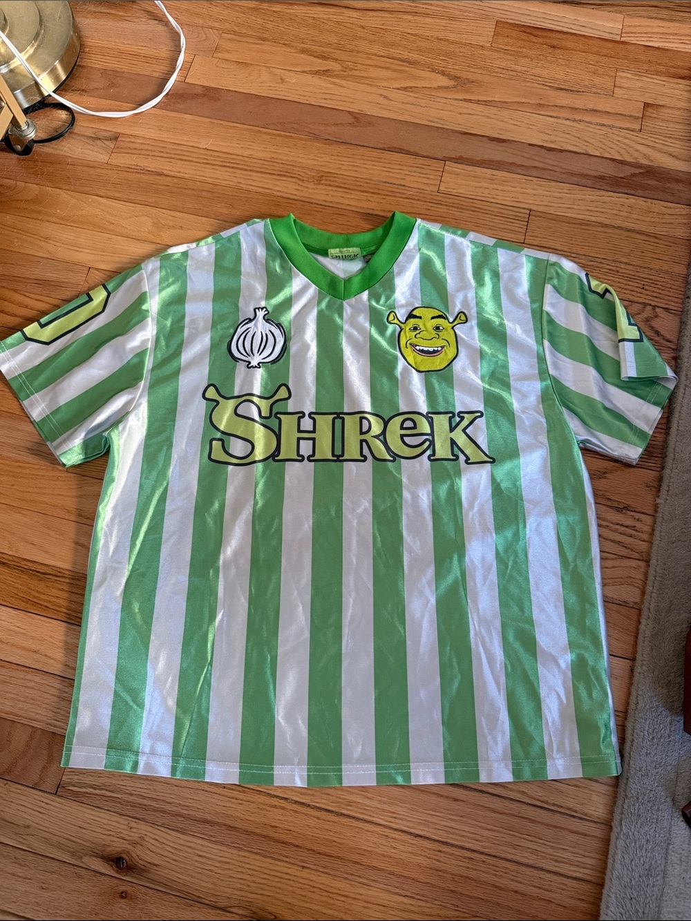 DreamWorks Shrek Green and White Striped Jersey